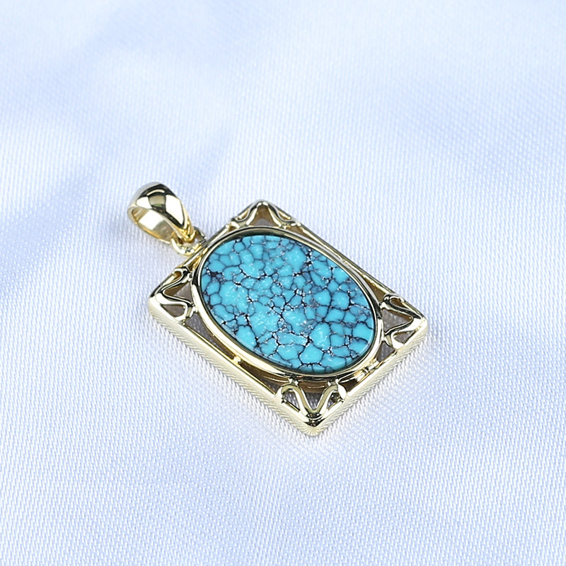 Natural Gemstone Turquoise Copper Pendant