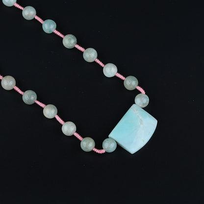 Natural Amazonite,Blue Aquamarine Gemstone Necklace