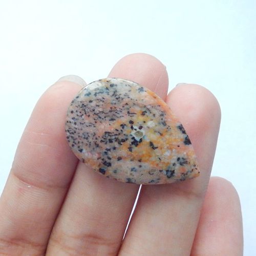 Natural Stone Water Drop Shape Leopard Stone cheap Cabochon 30x20x5mm 4.7g - MyGemGarden