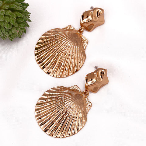 Gold-plated alloy Shell shape earrings pair, 22.8g - MyGemGarden
