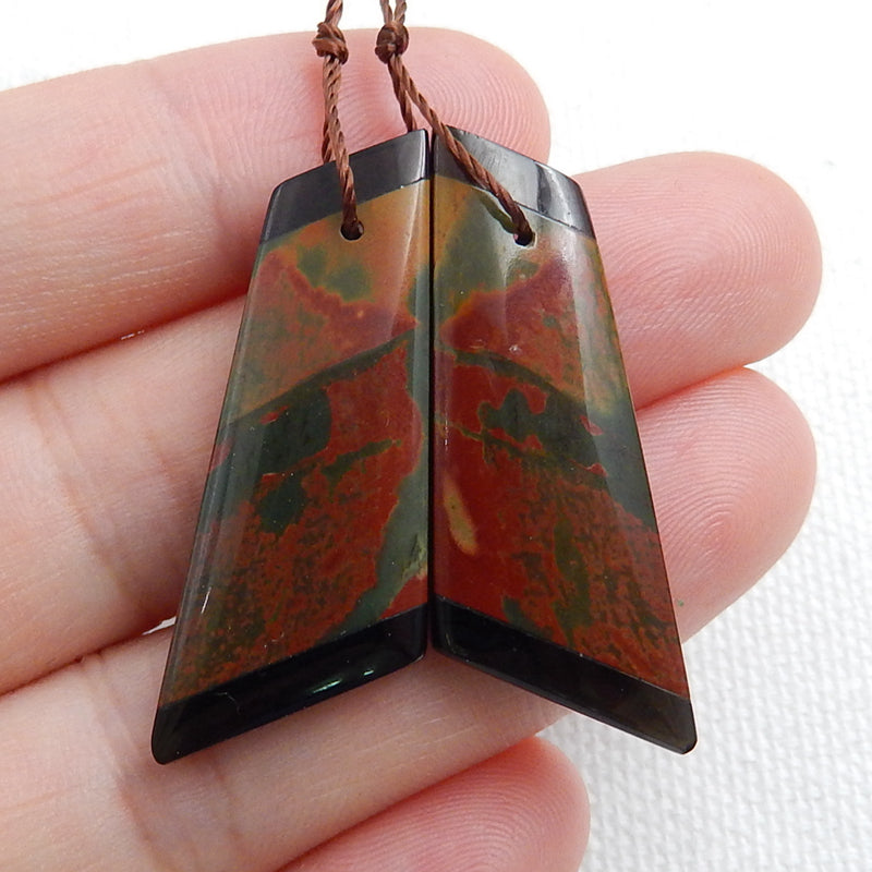 Multi-Color Picasso jasper and Obsidian Glued Gemstone Earrings Pair, 35x13x4mm, 5.8g - MyGemGarden