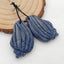 Carved Shell Shaped Blue Coral Earrings Stone Pair, 31x19x5mm, 7.2g