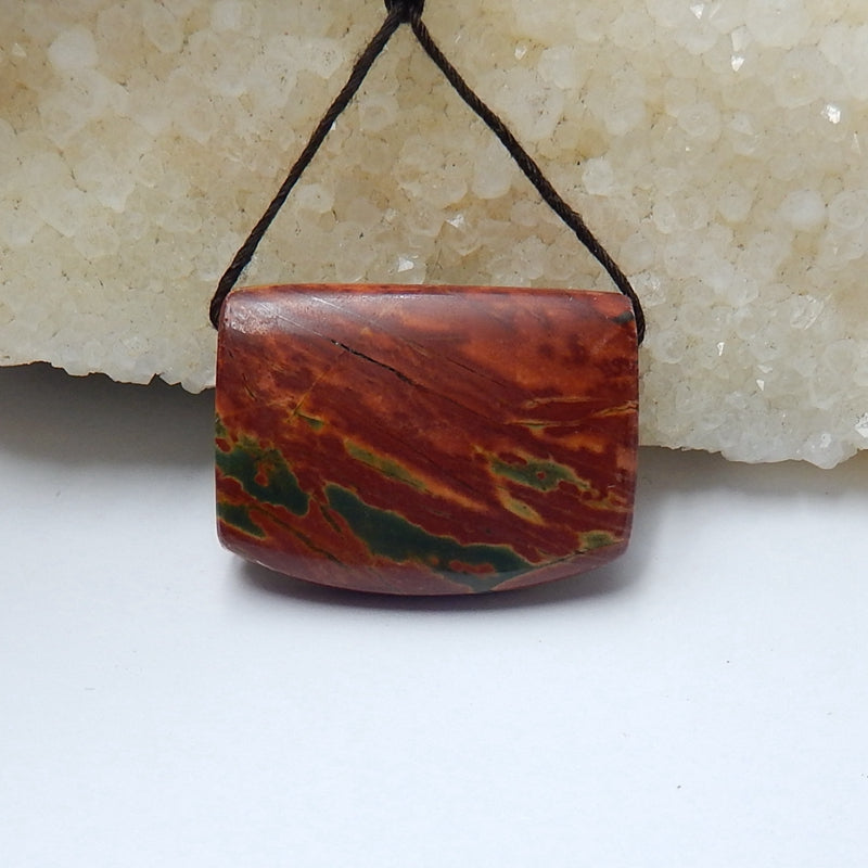 Natural Multi-Color Picasso Jasper Drilled Gemstone Pendant Bead, 30x22x7mm, 9.9g - MyGemGarden