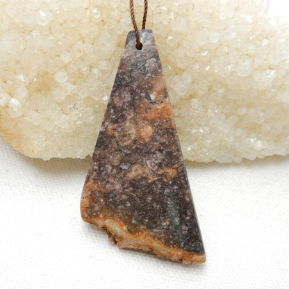Natural Stone Argentina Rhodochrosite Drilled Gemstone Pendant Bead, 65x30x6mm, 22g - MyGemGarden