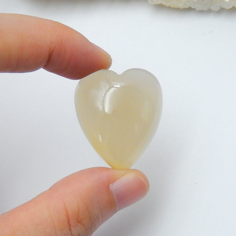 Natural Agate Gemstone Heart Cabochon, 30x25x11mm, 12g - MyGemGarden