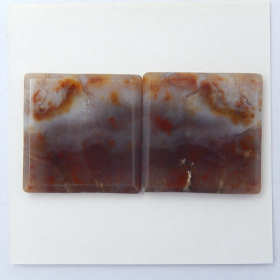 Ocean Jasper Gemstone Natural Cabochon pair, 18x18x3mm, 5.2g - MyGemGarden