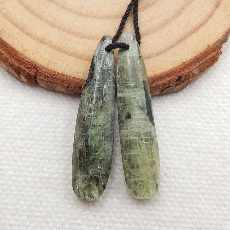 Green Kyanite Earrings Stone Pair, stone for earrings making, 30x7x4mm, 2.7g - MyGemGarden