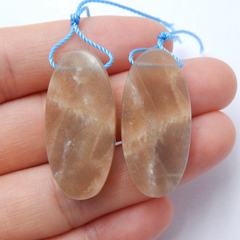 Natural Sunstone Oval Earrings Pair, stone for Earrings making, 32x15x8mm, 11.2g - MyGemGarden
