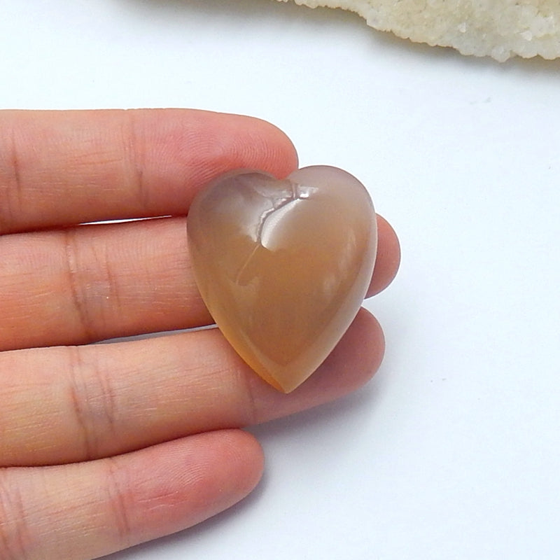 Natural Agate Gemstone Heart Cabochon, 30x25x11mm, 12g - MyGemGarden