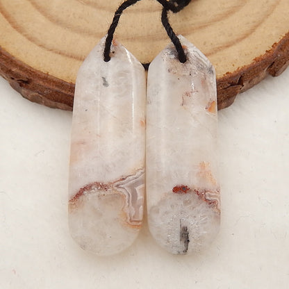 Natural Crazy Lace Agate Earrings Stone Pair, stone for earrings making, 32x11x5mm, 5.9g