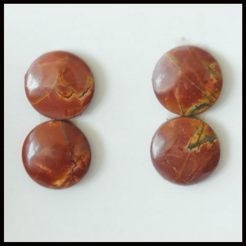4pcs Natural Multi-Color Picasso Jasper Gemstone 15mm Round Cabochons, 15x15x4mm, 6.55g - MyGemGarden