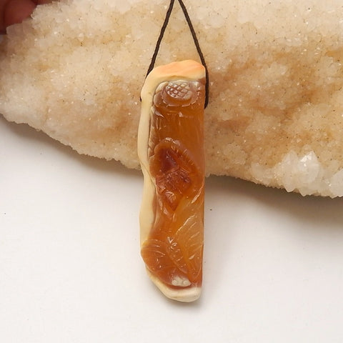 New Arrival Red Agate Carved butterfly Pendant Bead, 61x17x14mm, 18.6g - MyGemGarden