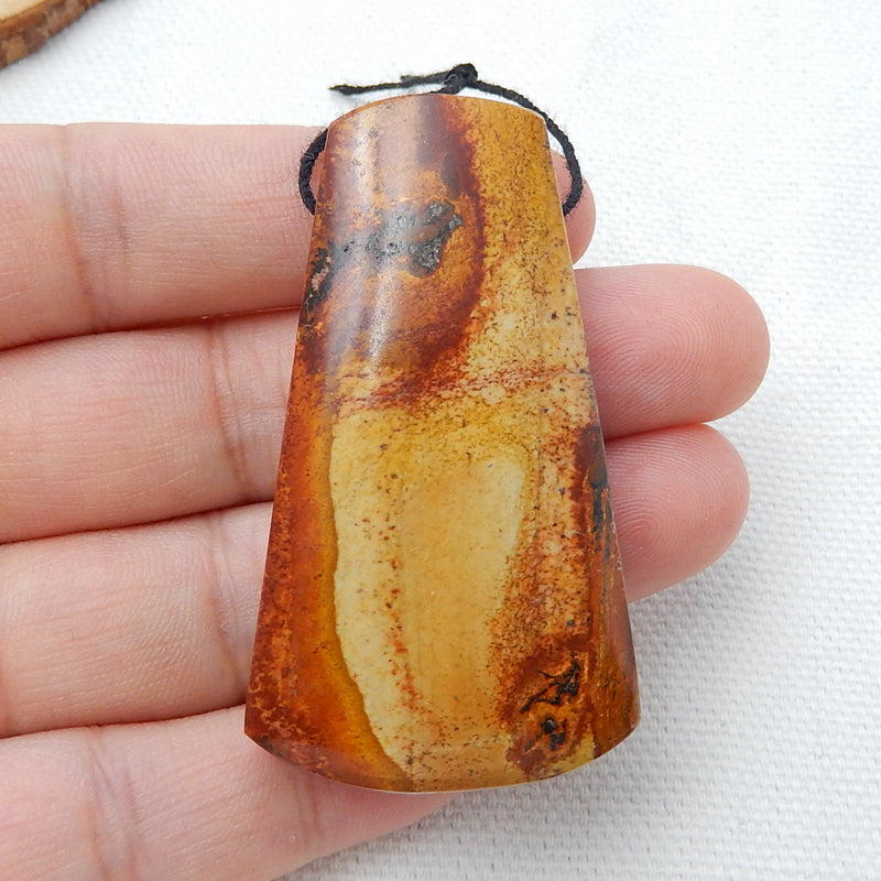 Natural Multi-Color Picasso jasper Drilled Pendant Bead, 51x28x12mm, 26.7g - MyGemGarden