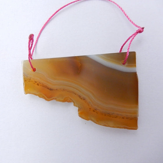 Agate Gemstone Natural Pendant Bead, 40x27x4mm, 8.4g - MyGemGarden
