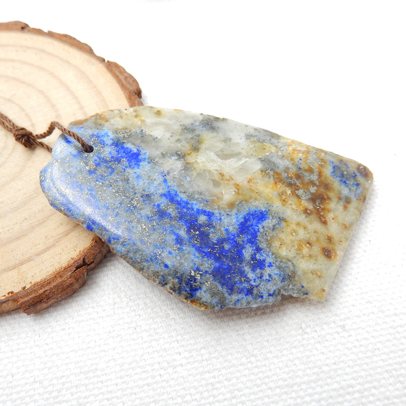 Nugget Lapis Lazuli Material Gemstone Pendant Bead, 59x38x7mm, 23.8g - MyGemGarden