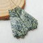 New! Hand Carved green zebra jasper Feather Earrings Pair, Natural Stone, 35x18x4mm, 6.5g - MyGemGarden