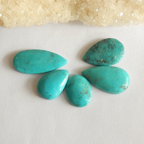 5 pcs Turquoise  Cabochon Pairs 29x13x4mm,17x13x4mm,10.1g - MyGemGarden