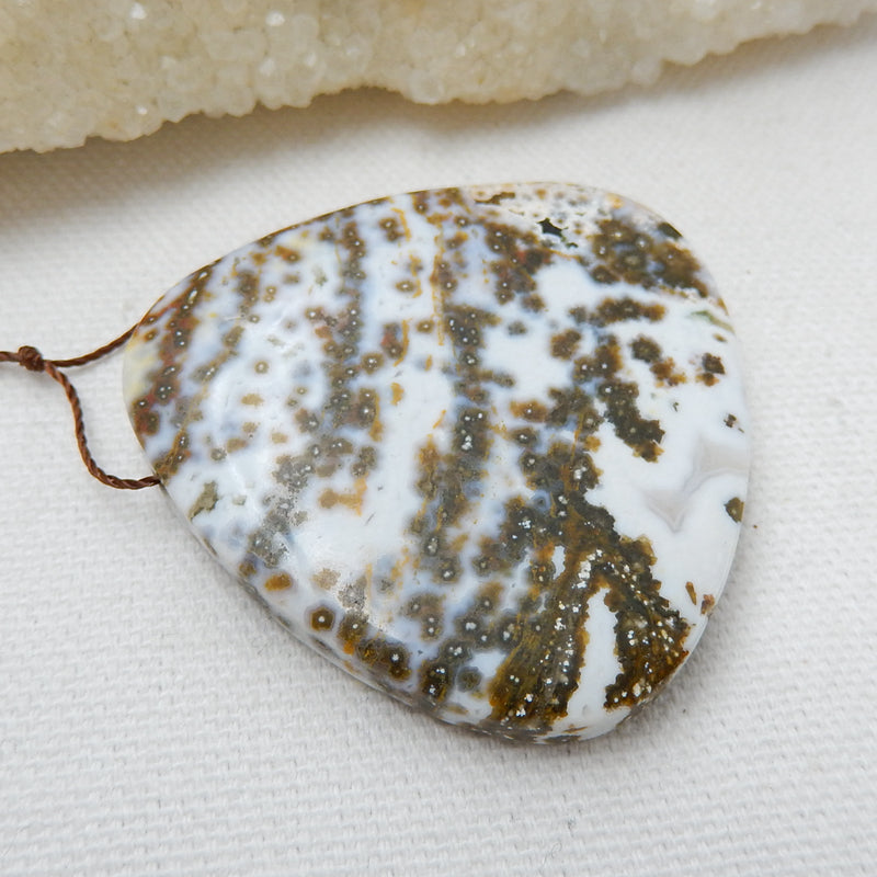 Natural Ocean Jasper Drilled Gemstone Pendant Bead, 45x45x8mm, 27.9g - MyGemGarden