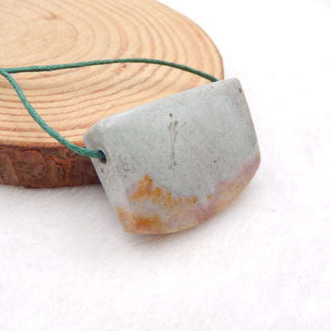 Natural Wave Jasper Pendant Bead 36X25X10mm, 15.8g
