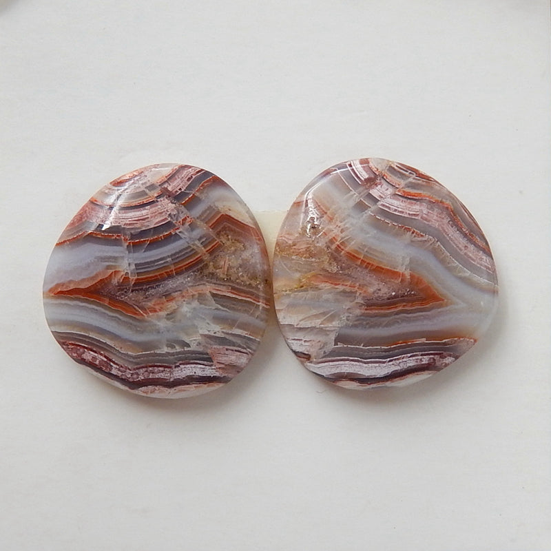 Natural Agate cabochon, Crazy Lace Rosetta Stone Gemstone Cabochon Pair, 16x4mm, 3.6g - MyGemGarden