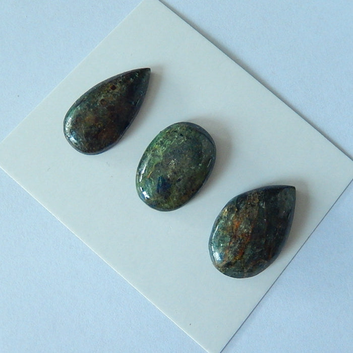 3 PCS Nugget Green Quartz Gemstone Natural Cabochons 25x16x7mm,21x15x6mm,13.5g - MyGemGarden