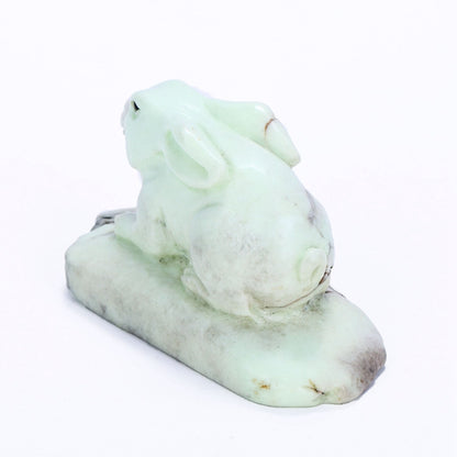 Carved Lemon Jade Gemstone Rabbit Cabochon, 66x30x36mm, 79.1g - MyGemGarden