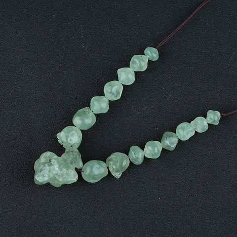 Natural Prehnite Gemstone Necklace, Adjustable Necklace, 1 Strand, 16-24 inch, 58g