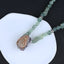 Natural Prehnite With Silver Beads Gemstone Necklace, Amethyst Pendant, Handmade Jewelry, 1 Strand, 24 inch, 85g