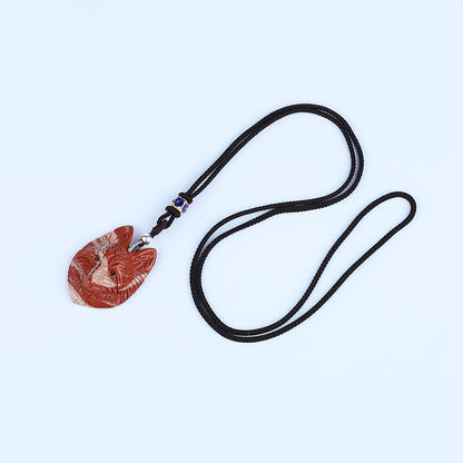 Natural Red Rive Jasper Carve wolf head Pendant with 925 Sterling Silver 40x29x15mm, 18g