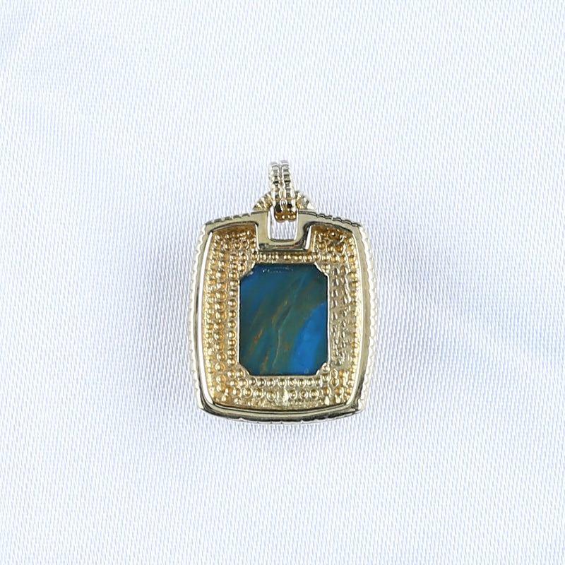 Natural Gemstone Blue Opal Copper Pendant