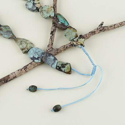 Natural Turquoise Necklace, Turquoise Bead Strands Handmade Gemstones, Adjustable Necklace, 1 Strand, 20-26 inch, 88.8g
