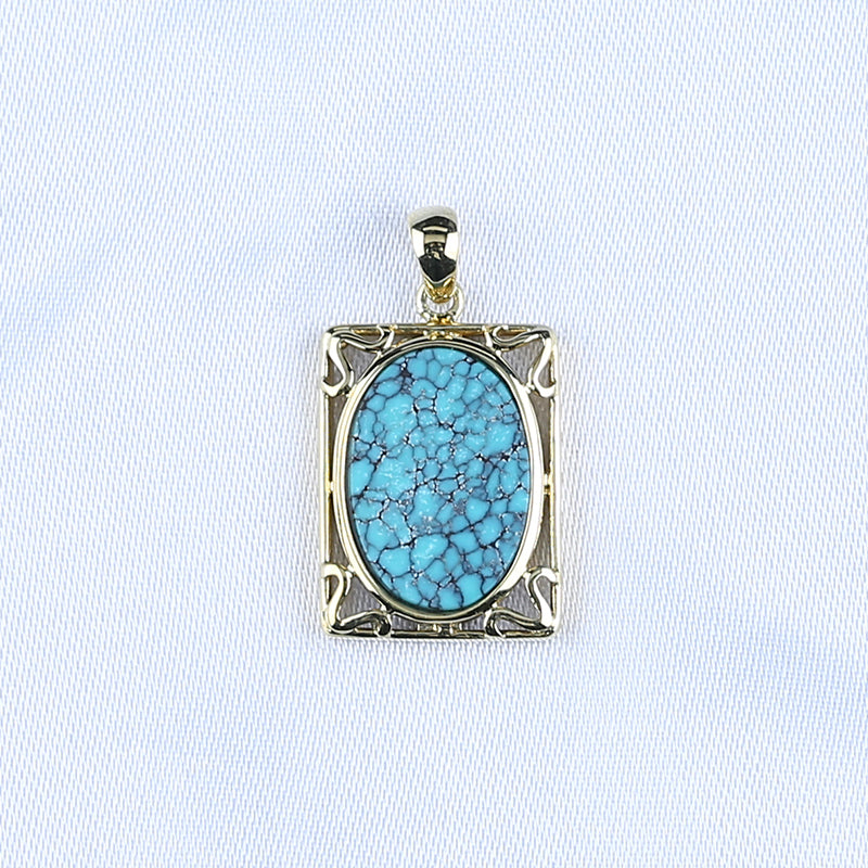 Natural Gemstone Turquoise Copper Pendant