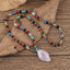 Agate Faceted Gemstone With Silver Beads Necklace, Rose Quartz Pendant, Handmade Jewelry, 1 Strand, 22 Inch, 29.5g