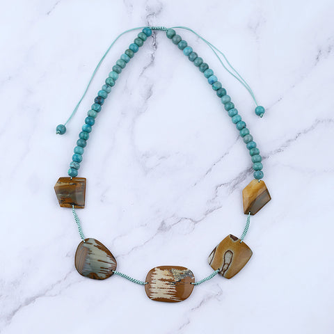 Gemstone Necklaces, Owyhee stone with Chrysocolla Necklaces,50cm,65g,Adjustable Necklace