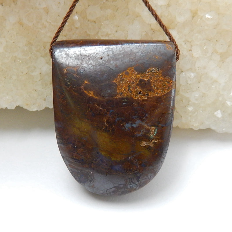 New, Natural Boulder opal Drilled Gemstone Pendant Bead, 30x24x10mm, 14.9g - MyGemGarden