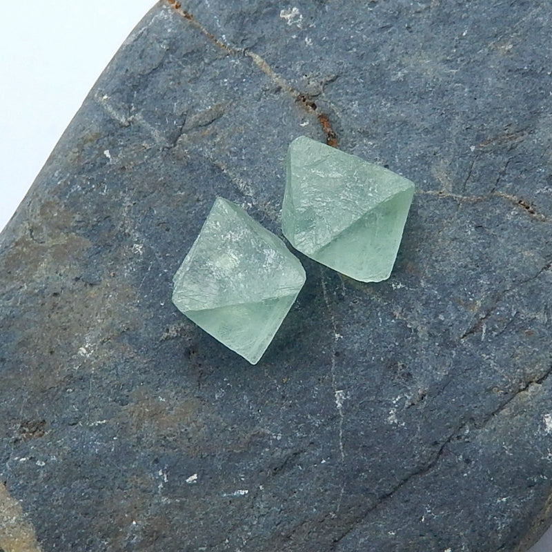 Natural nugget Fluorite Gemstone Cabochon Pair, 14x11mm, 3.5g - MyGemGarden