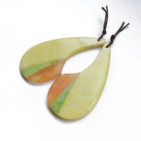 Serpentine &amp; Red Agate Stone Glued Gemstone Earrings Pair 61x29x5mm,117ct - MyGemGarden