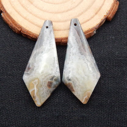 Natural Crazy Lace Agate Earrings Stone Pair, stone for earrings making, 41x18x4.5mm, 8.6g