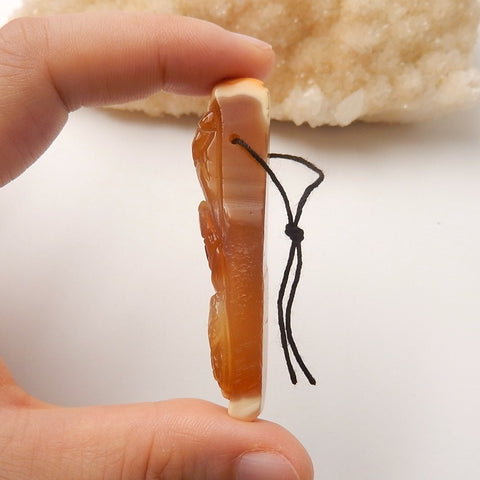 New Arrival Red Agate Carved butterfly Pendant Bead, 61x17x14mm, 18.6g - MyGemGarden