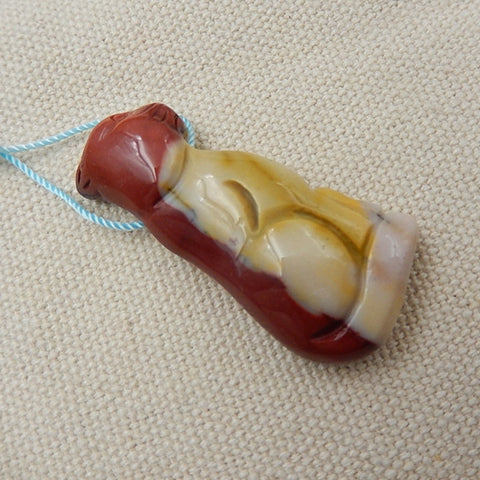 Mookaite Jasper Carved cat Gemstone Pendant Bead, 41x19x9mm, 10.18g - MyGemGarden
