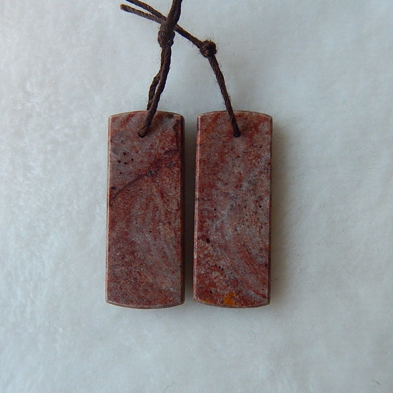Red Picture Jasper Drilled Earrings Pair34x13x3mm,7.7g - MyGemGarden