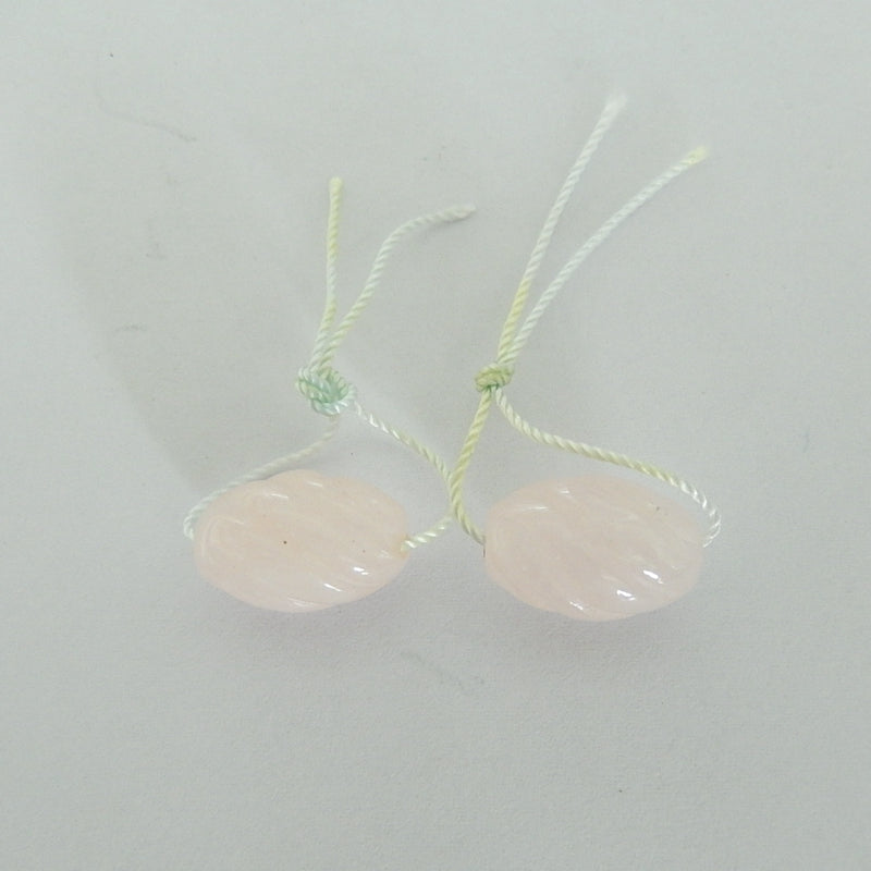 Natural Rose Quartz Drilled Earrings Pair,15x10mm,4.4g - MyGemGarden