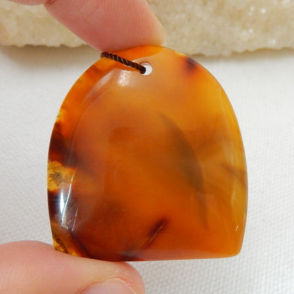 Natural Red agate Drilled Gemstone Pendant Pair, 37x34x7mm, 15.3g - MyGemGarden