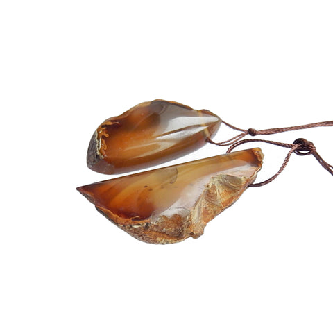 Natural Agate Drilled Earrings Pair 52x19x13mm, 38x17x13mm, 28.5g - MyGemGarden