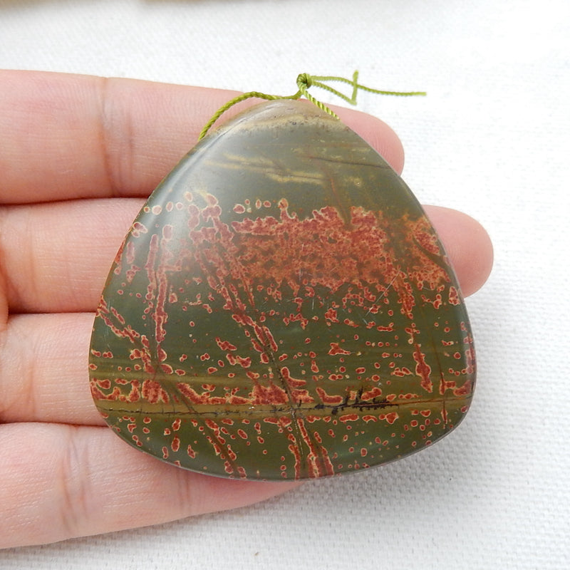 Natural Multi-Color Picasso jasper Drilled Pendant Bead, 47x48x11mm, 47.9g - MyGemGarden