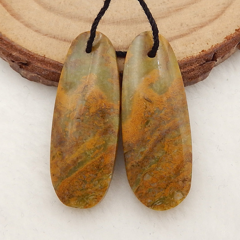 Natural Yellow Opal Earrings Stone Pair, stone for earrings making, 29x11x4mm, 4.0g