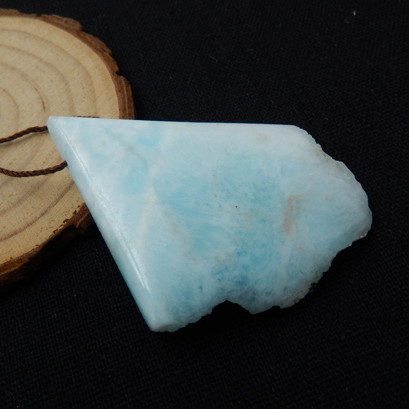 Nugget Larimar Gemstone Pendant, Raw Larimar Pendant, 58x45x10mm, 29.7g - MyGemGarden