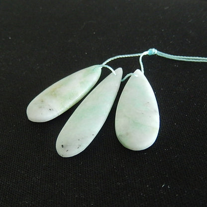 3 pcs Amazonite Drilled Pendant Beads 40x10x2mm, 31x11x4mm, 5.6g - MyGemGarden