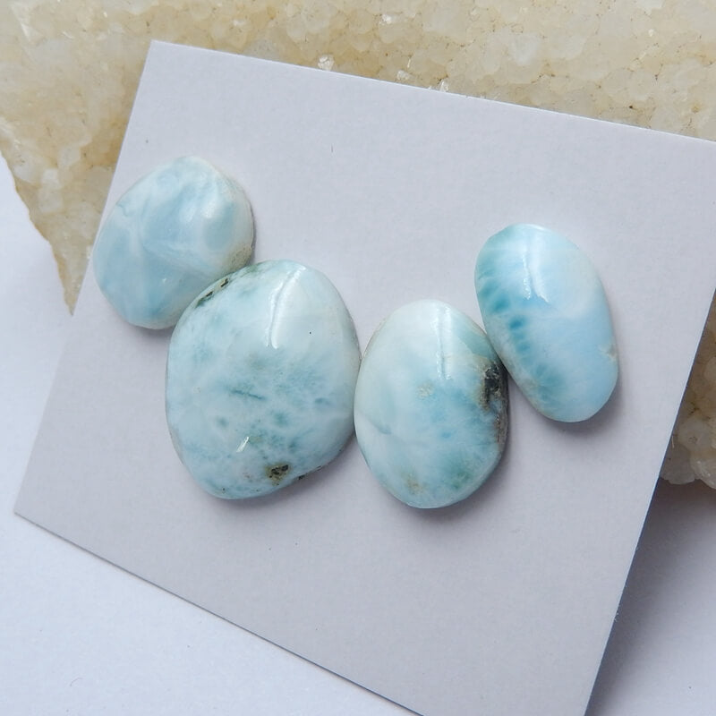 4 pcs larimar Gemstone Cabochons, 24x20x7mm,18x10x5mm, 13.5g - MyGemGarden