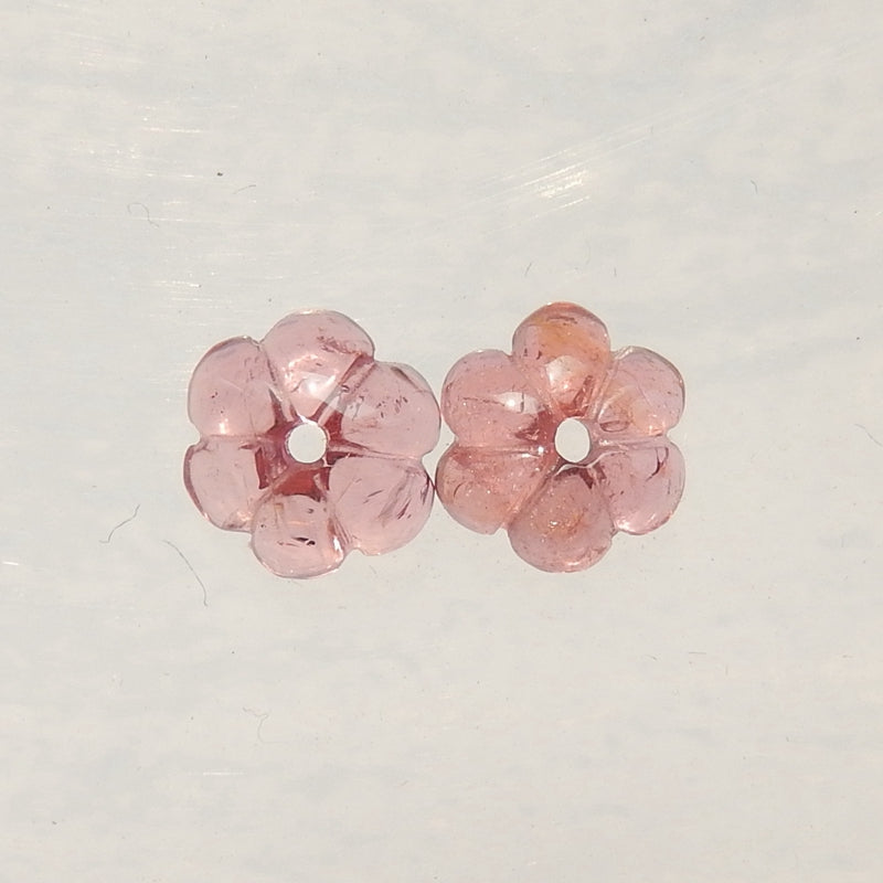 New design Rose Red Tourmaline Carved flower Earrings Pair, stone for Earrings making, 9x4mm, 0.9g - MyGemGarden